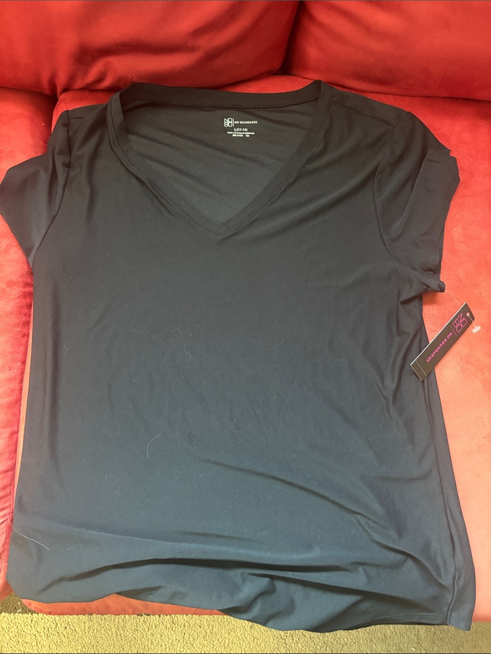 No boundaries Walmart Black V-Neck Short Sleeve Tee